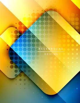 Rounded squares shapes composition geometric abstract background. 3D shadow Stock Illustration