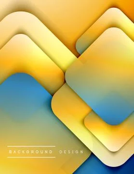 Rounded squares shapes composition geometric abstract background. 3D shadow Stock Illustration