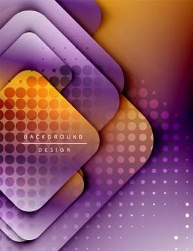 Rounded squares shapes composition geometric abstract background. 3D shadow Stock Illustration