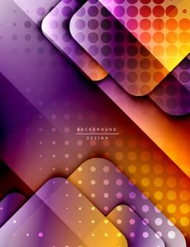 Rounded squares shapes composition geometric abstract background. 3D shadow Stock Illustration