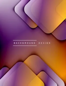 Rounded squares shapes composition geometric abstract background. 3D shadow Stock Illustration
