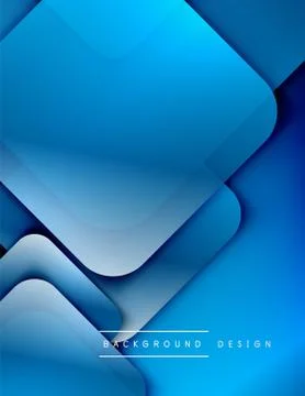 Rounded squares shapes composition geometric abstract background. 3D shadow Stock Illustration