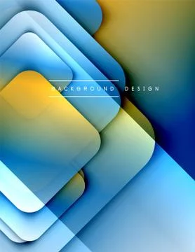 Rounded squares shapes composition geometric abstract background. 3D shadow Stock Illustration