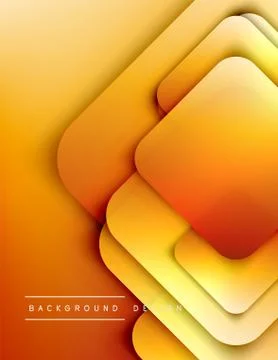 Rounded squares shapes composition geometric abstract background. 3D shadow Stock Illustration