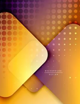 Rounded squares shapes composition geometric abstract background. 3D shadow Stock Illustration