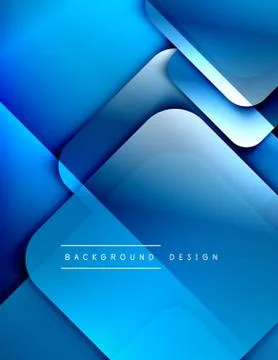 Rounded squares shapes composition geometric abstract background. 3D shadow Stock Illustration