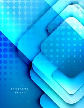 Rounded squares shapes composition geometric abstract background. 3D shadow Stock Illustration