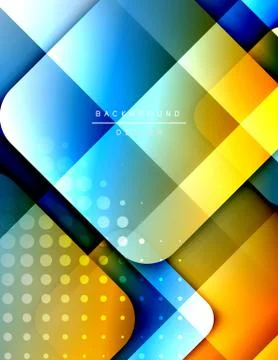 Rounded squares shapes composition geometric abstract background. 3D shadow Stock Illustration