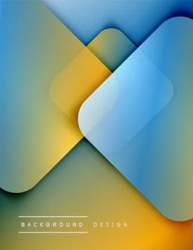 Rounded squares shapes composition geometric abstract background. 3D shadow Stock Illustration