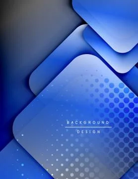 Rounded squares shapes composition geometric abstract background. 3D shadow Stock Illustration