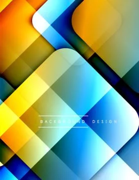 Rounded squares shapes composition geometric abstract background. 3D shadow Stock Illustration