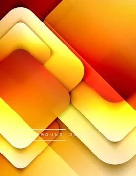 Rounded squares shapes composition geometric abstract background. 3D shadow Stock Illustration