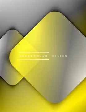 Rounded squares shapes composition geometric abstract background. 3D shadow Stock Illustration
