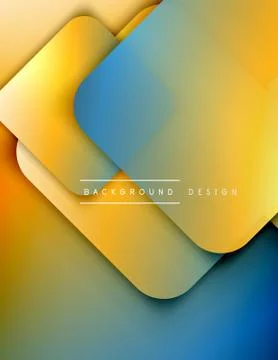 Rounded squares shapes composition geometric abstract background. 3D shadow Stock Illustration