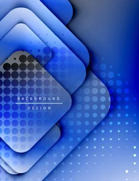 Rounded squares shapes composition geometric abstract background. 3D shadow Stock Illustration