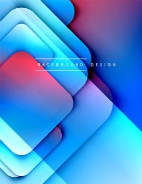 Rounded squares shapes composition geometric abstract background. 3D shadow Illustrazione stock