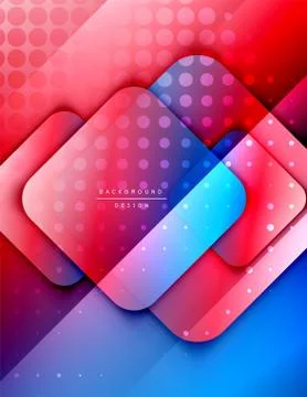 Rounded squares shapes composition geometric abstract background. 3D shadow Stock Illustration