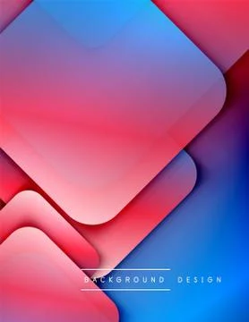 Rounded squares shapes composition geometric abstract background. 3D shadow Stock Illustration