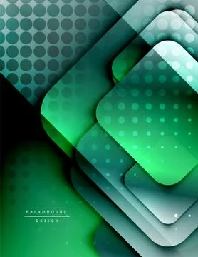 Rounded squares shapes composition geometric abstract background. 3D shadow Stock Illustration