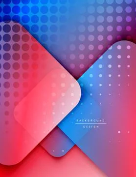 Rounded squares shapes composition geometric abstract background. 3D shadow Stock Illustration