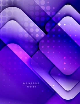 Rounded squares shapes composition geometric abstract background. 3D shadow Stock Illustration