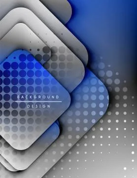 Rounded squares shapes composition geometric abstract background. 3D shadow イラスト素材