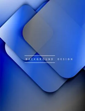 Rounded squares shapes composition geometric abstract background. 3D shadow Stock Illustration