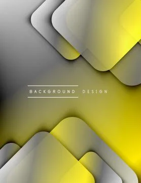 Rounded squares shapes composition geometric abstract background. 3D shadow Stock Illustration
