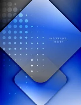 Rounded squares shapes composition geometric abstract background. 3D shadow Stock Illustration
