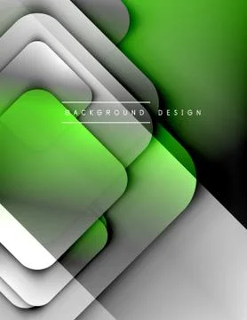 Rounded squares shapes composition geometric abstract background. 3D shadow Stock Illustration