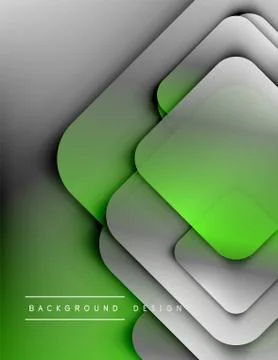 Rounded squares shapes composition geometric abstract background. 3D shadow Stock Illustration