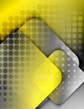 Rounded squares shapes composition geometric abstract background. 3D shadow Stock Illustration