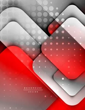 Rounded squares shapes composition geometric abstract background. 3D shadow Stock Illustration