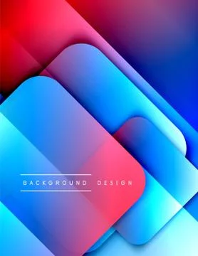 Rounded squares shapes composition geometric abstract background. 3D shadow Stock Illustration