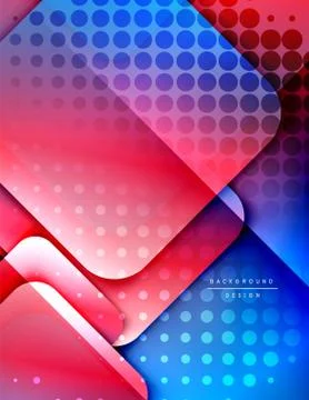 Rounded squares shapes composition geometric abstract background. 3D shadow Stock Illustration