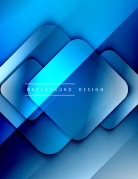 Rounded squares shapes composition geometric abstract background. 3D shadow Stock Illustration