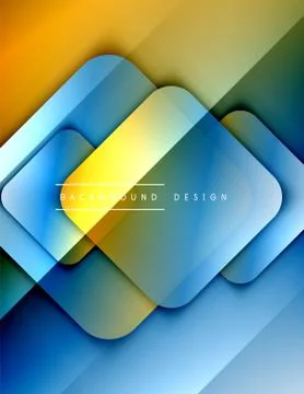 Rounded squares shapes composition geometric abstract background. 3D shadow Stock Illustration