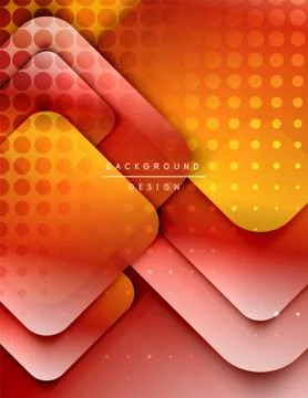 Rounded squares shapes composition geometric abstract background. 3D shadow Stock Illustration