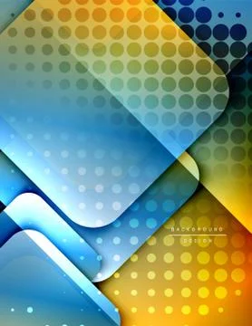 Rounded squares shapes composition geometric abstract background. 3D shadow Stock Illustration