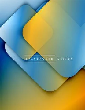 Rounded squares shapes composition geometric abstract background. 3D shadow Stock Illustration