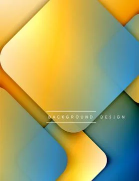 Rounded squares shapes composition geometric abstract background. 3D shadow Stock Illustration