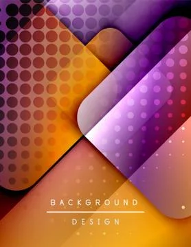 Rounded squares shapes composition geometric abstract background. 3D shadow Stock Illustration