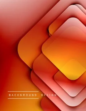 Rounded squares shapes composition geometric abstract background. 3D shadow Stock Illustration