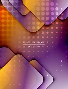 Rounded squares shapes composition geometric abstract background. 3D shadow Stock Illustration