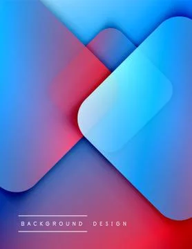 Rounded squares shapes composition geometric abstract background. 3D shadow 스톡 일러스트