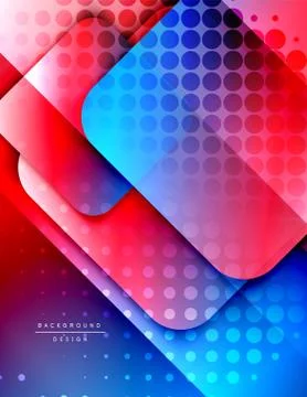 Rounded squares shapes composition geometric abstract background. 3D shadow Stock Illustration