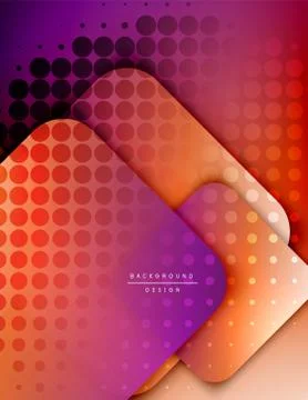 Rounded squares shapes composition geometric abstract background. 3D shadow Stock Illustration