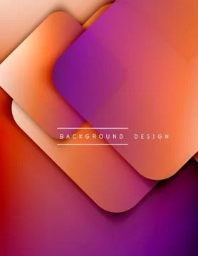 Rounded squares shapes composition geometric abstract background. 3D shadow Stock Illustration
