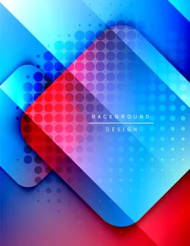 Rounded squares shapes composition geometric abstract background. 3D shadow Stock Illustration