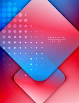 Rounded squares shapes composition geometric abstract background. 3D shadow Stock Illustration
